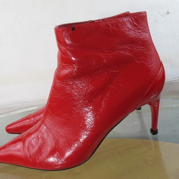 Jeffery Campbell Women's Stiletto Ankle Booties Red Patent Leather Size 8 - Picture 5 of 9